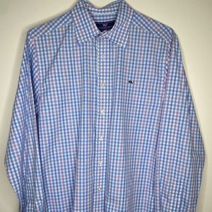 Vineyard Vines Slim Fit Whale Shirt Men's Plaid Long Sleeve Collard Button Down